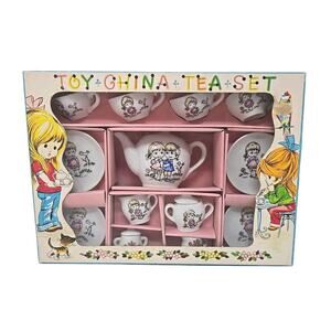 Vintage Childs Toy Tea Set Of 16 In Original Box Made in Japan U308